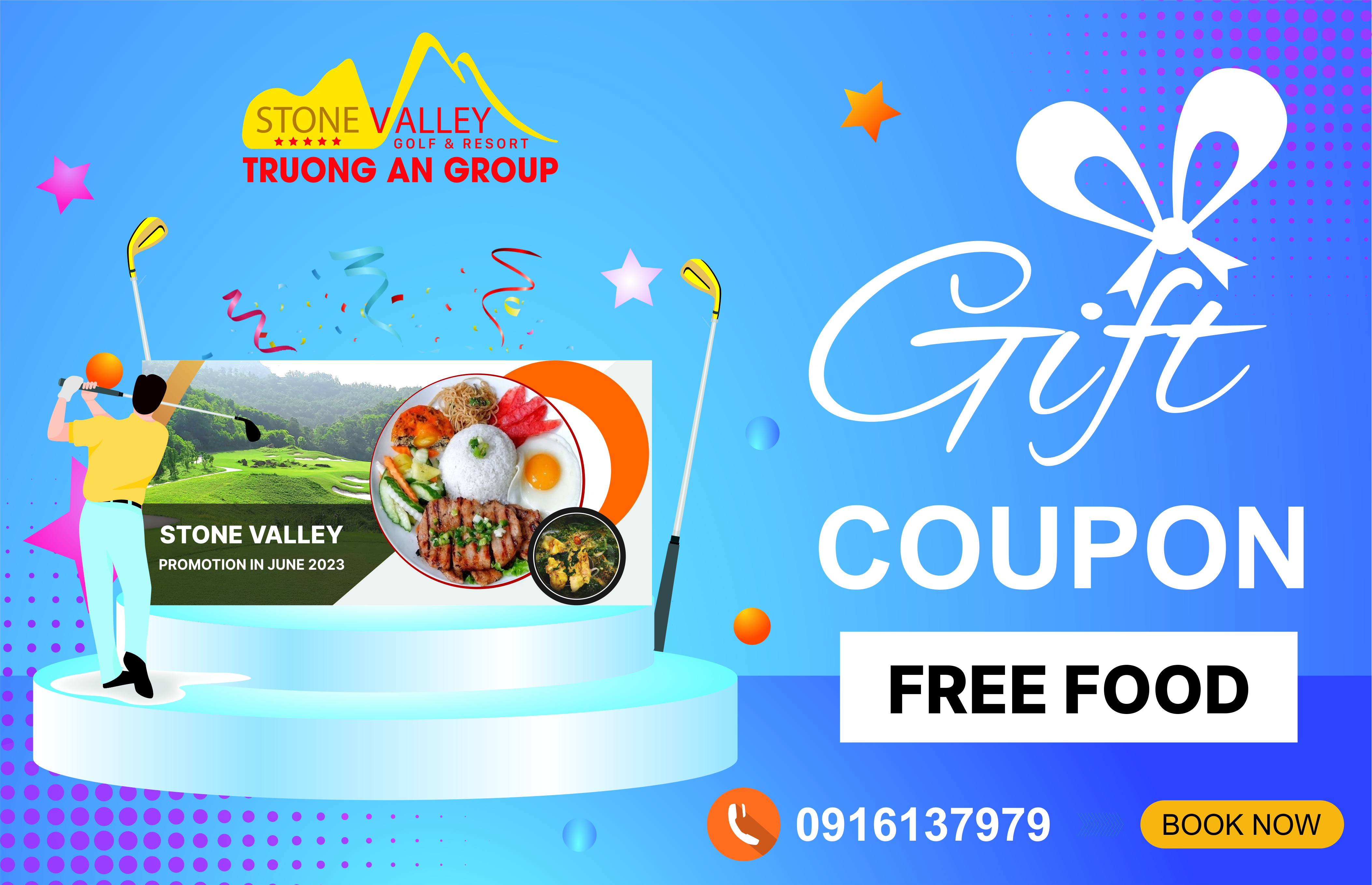 TẶNG 01 COUPON MIỄN PHÍ XUẤT ĂN TẠI NHÀ HÀNG STONE VALLEY GOLF